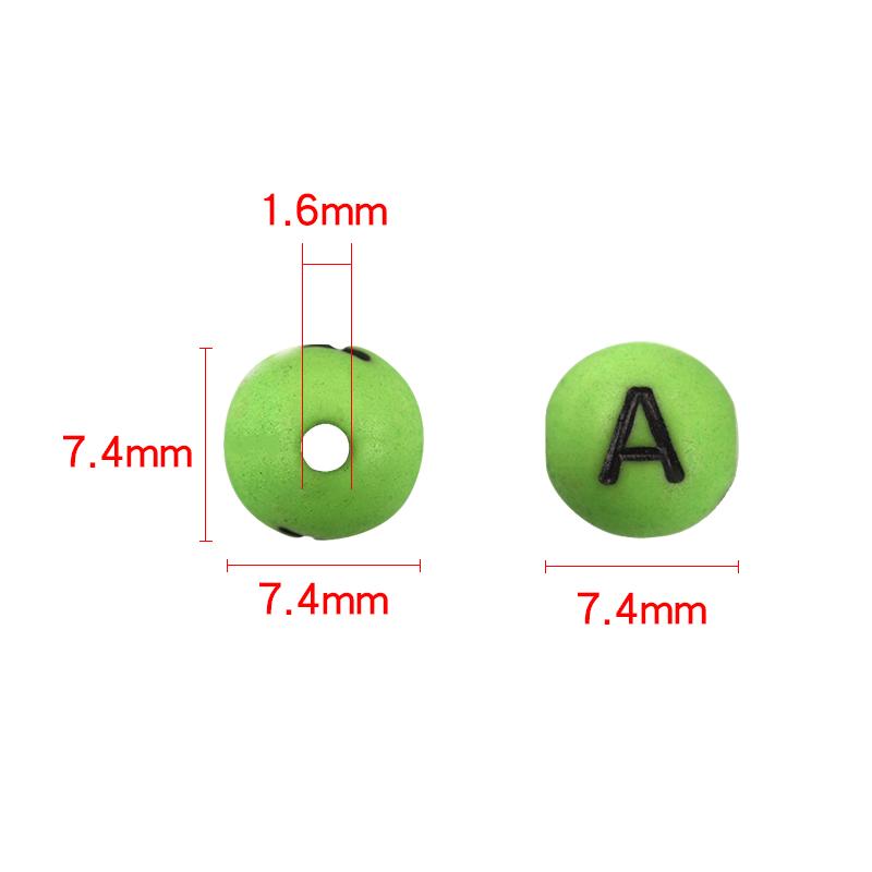 100pcs/Lot 8mm White Flat Acrylic Letter Beads Hole 1.6mm Round Bead For Bracelet Necklace DIY Women Jewelry Findings