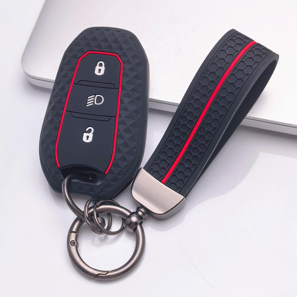 Чехол для брелока для Peugeot 3008 5008 208 308 408 508 4008 C1 с брелком, устойчивая к царапинам поверхность, ударопрочная конструкция, текстура с мягким захватом