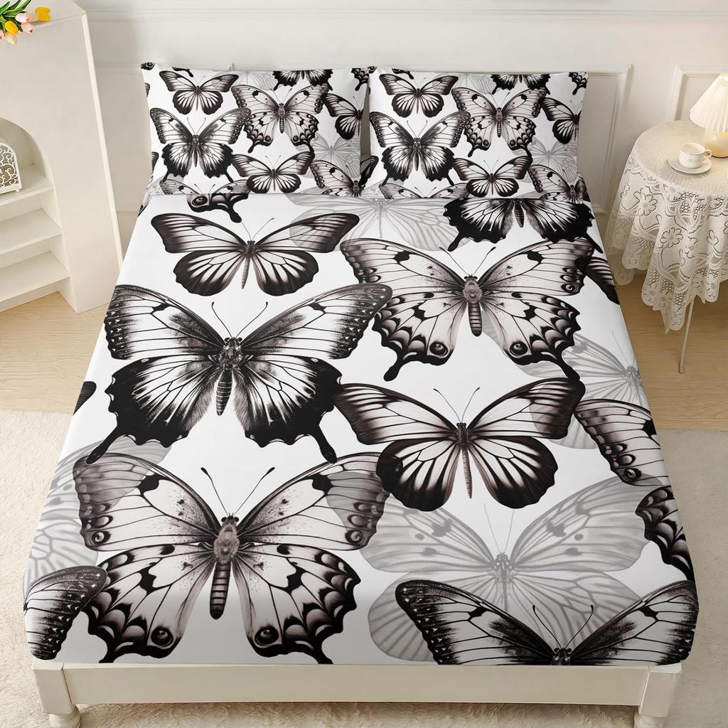 Красивый матрас с узором бабочек, трехпредметный комплект постельного белья с цифровой печатью, для взрослых и детей