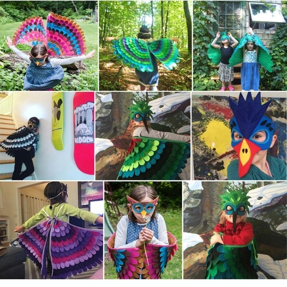 Robe Halloween Children Costume Felt Cloth Cape Mask Set Halloween Cloak with Mask Costume Ball