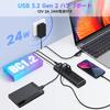 RSHTECH USB Hub Gen2 10 Гбит/с 7 портов 2 в 1 с кабелем алюминиевый USB HUB 12 В 2 А блок питания с независимым выключателем 3.2 с автономным питанием (РШ-А107)