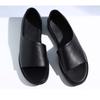 Genuine Leather Shoes Men Sandals 2024 Summer Cow Leather Mens Sandals Flat Non-slip Male Holiday Shoes Black Slip-on A4389