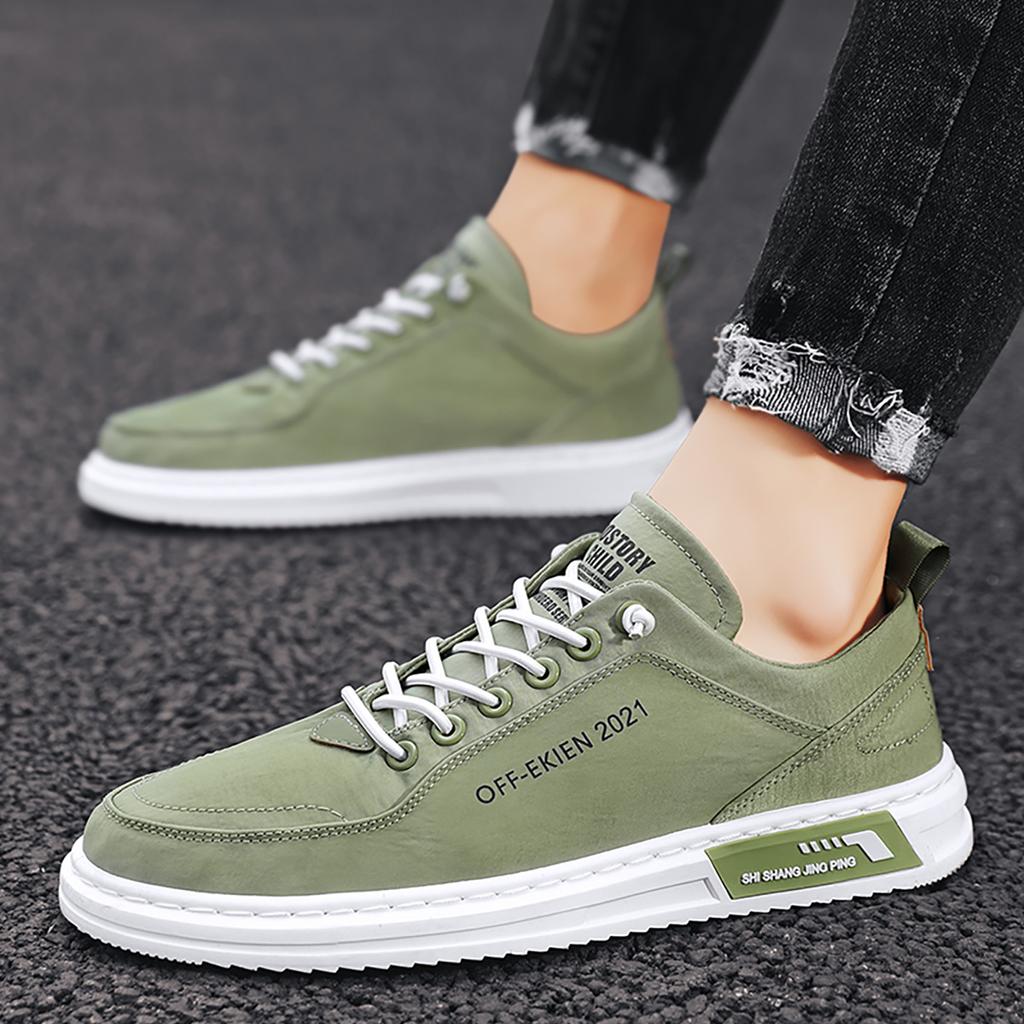 Casual Men Skateboarding Shoes School Boys Skate Shoes Outdoor Fitness Summer Green Lace-Up Shoes Man Sneakers Durable Shoes F79