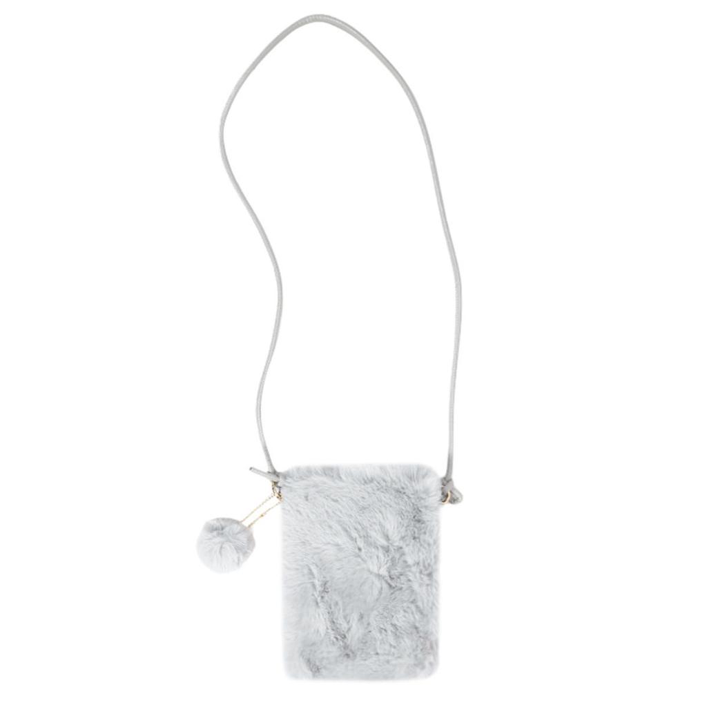 Женская плюшевая сумка через плечо однотонная, сумки для мобильного телефона, универсальные мини-кошельки, модные сумки на плечо, осенне-зимний кошелек для монет