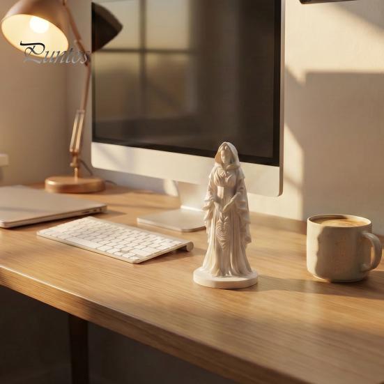 Подарки для единомышленников 3D-печатная статуэтка ведьмы, Загадочная фигурка в европейском стиле с тонкой готической текстурой, настольный аксессуар и устойчивое основание,