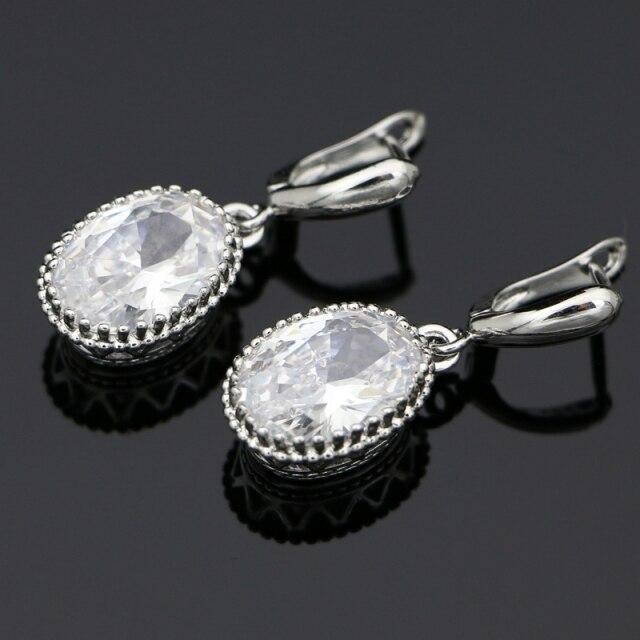 Natural Oval Mystic Rainbow Zircon Dangle Earring 925 Sterling Silver Jewelry Drop Crown Earrings For Women
