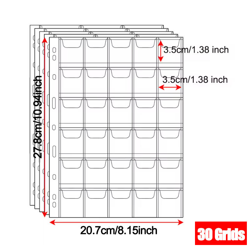 20/30/42 кармана Сменная страница для хранения монет 10 шт. ПВХ прозрачные кошельки Принадлежности для коллекции марок Дисплей Листы для скоросшивателя