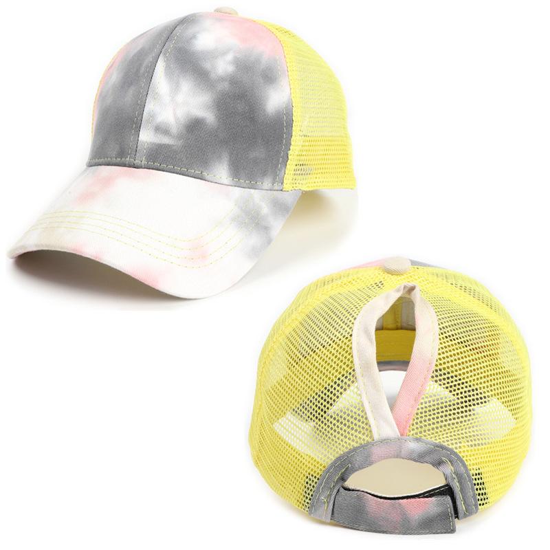 Женская бейсболка с принтом тай-дай, дышащая сетчатая кепка с отверстием для хвоста, регулируемые кепки для папы для повседневной носки, путешествий, спорта