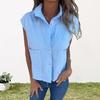 Женская рубашка с отложным воротником и короткими рукавами, мягкая, дышащая, однобортная, однотонная, повседневная одежда