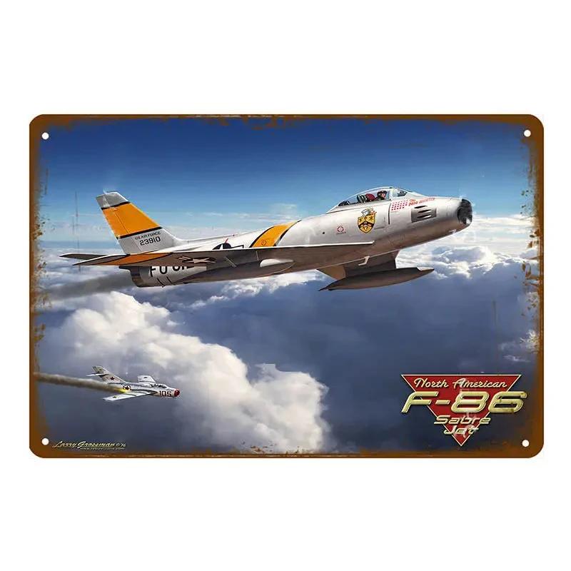 Vintage Airplane Metal Signs Fighter Jet Plane Posters Retro Aircraft Plate Metal Plaque Painting Living Room Home Wall Decor