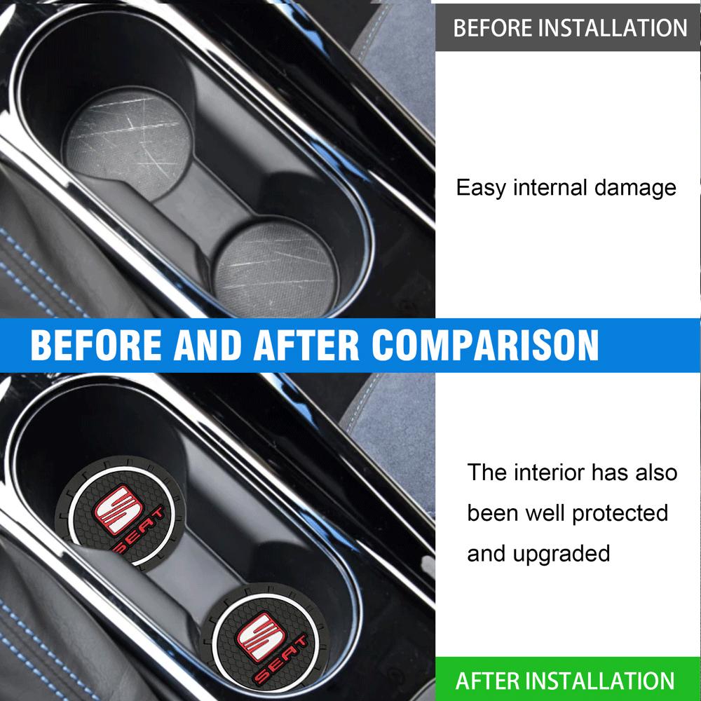 For Seat Leon 5f Ibiza Arosa Ateca Altea FR Arona Cupra Toledo 1/2Pcs Car Anti-Slip Silicone Pad Water Cup Holder Drink Coaster