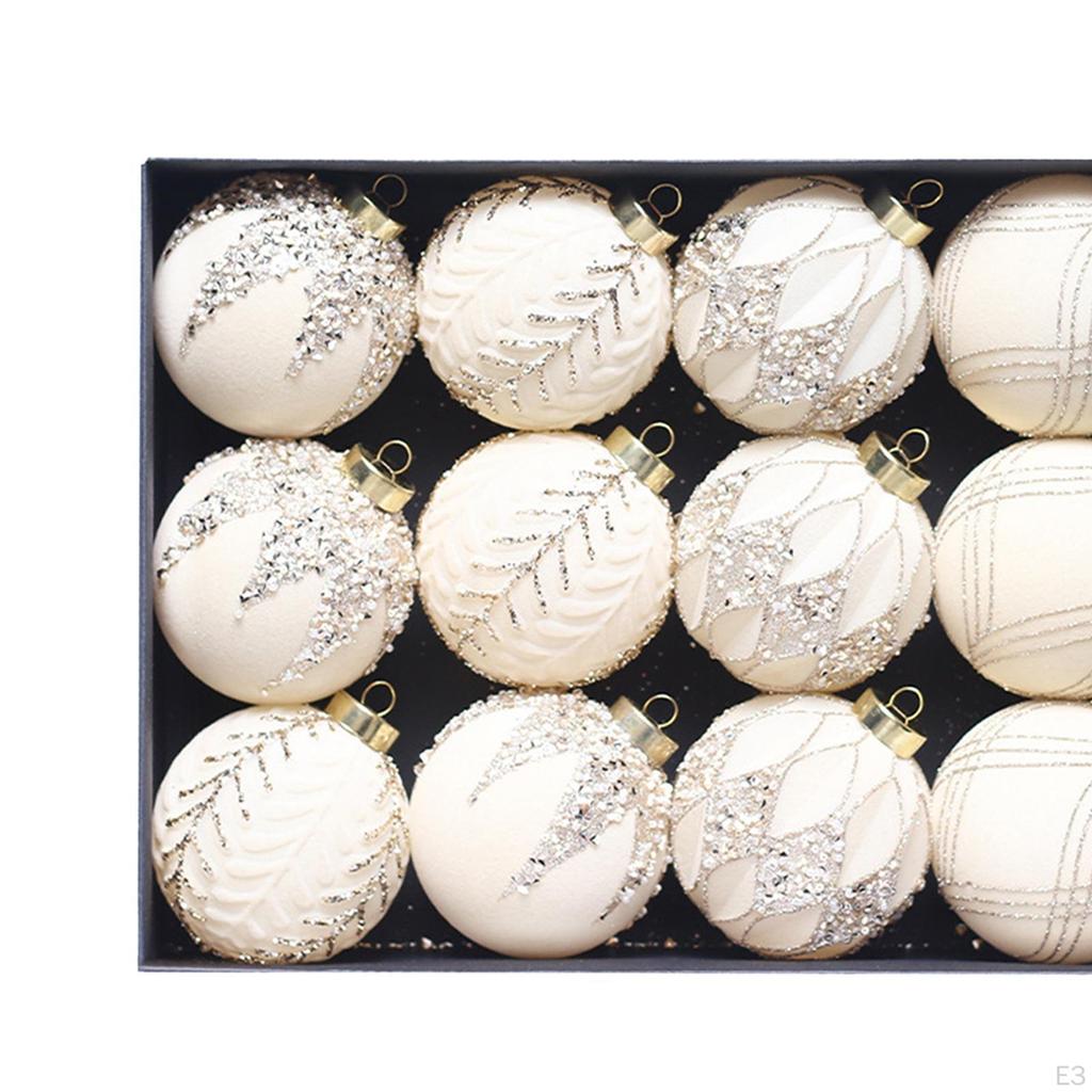 12 Christmas Balls Made of Velvet for Decoration, Flocked And Decorative Parties.