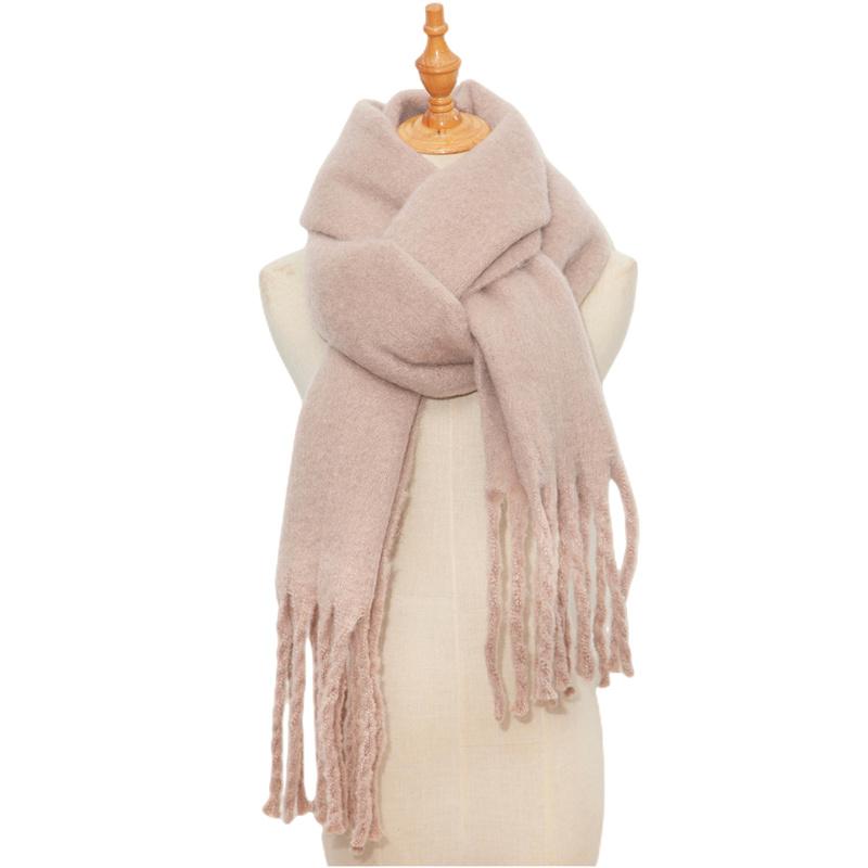 Luxury Winter Scarf Women Solid Cashmere Shawl Soft Elegant Lady Poncho Chuncky Pashmina Bufanda Tassel Echarpe Winter Clothing