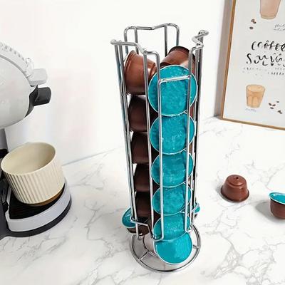Стойка для кофейных капсул, вращающаяся стойка для хранения, стойка для хранения на 24 чашки, противоскользящее дно для кофейных капсул, инструменты для кофе
