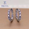 Natural Tanzania Blue Tanzanite Oval 3*4mm Real Gemstone Earrings 925 Sterling Silver Fashion Women Fine Jewelry