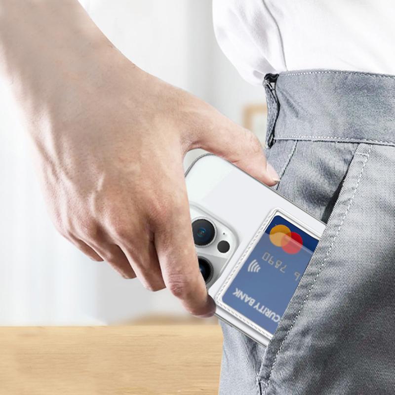 Transparent Magnetic Phone Card Case Back Cover For Iphone 12 For Magsafe For Samsung Xiaomi Huawei For Id Card Bank Card