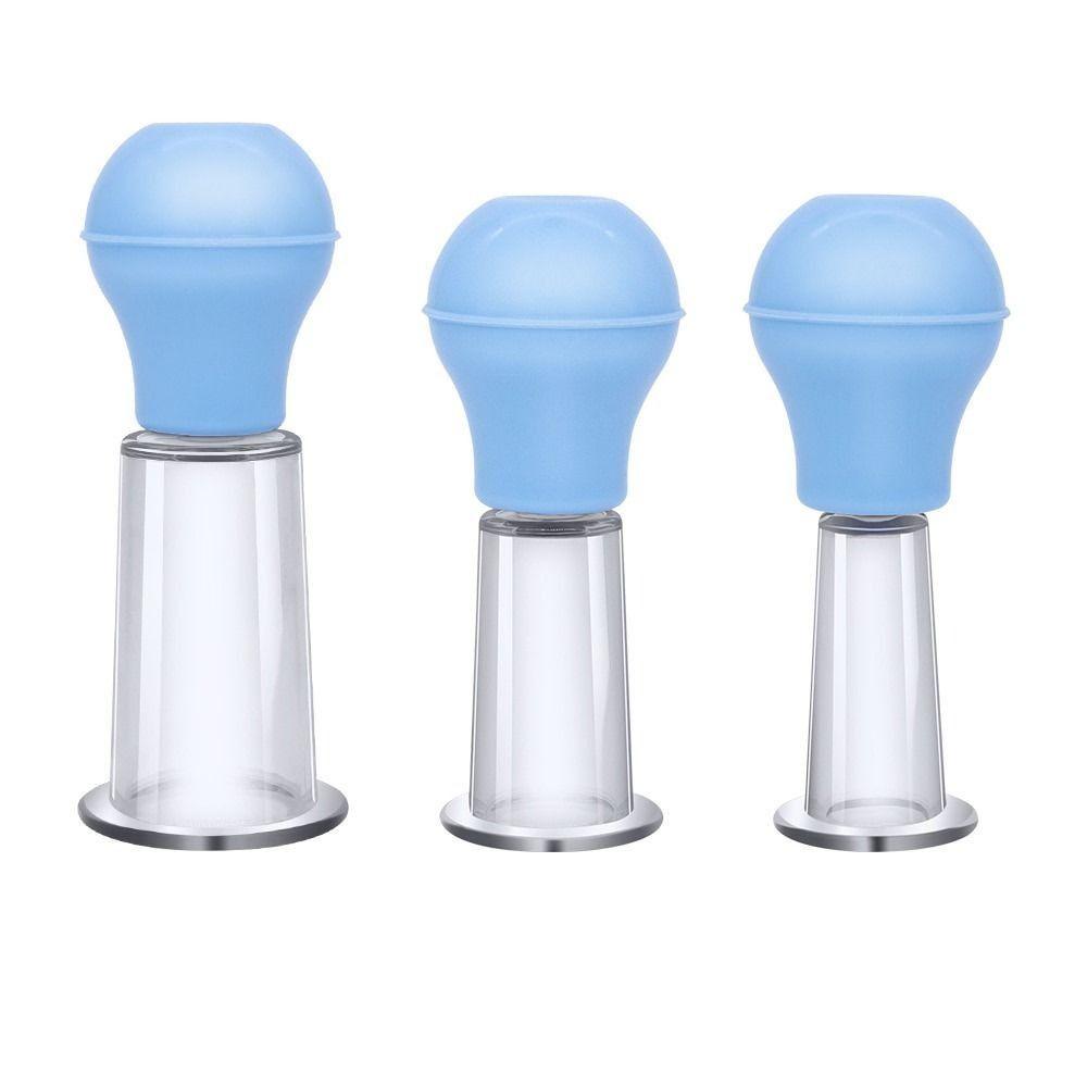 Pink/Blue Vacuum Cup Rubber Skin Scraping Cup 3 Sizes Facial Massage Cup Home Beauty