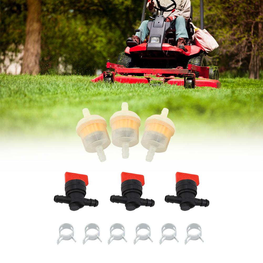 Shutoff Valve, Fuel Shutoff Valve with Filter Clamp Set, Easy Installation, for Lawn Mower, Garden Brush Cutter,
