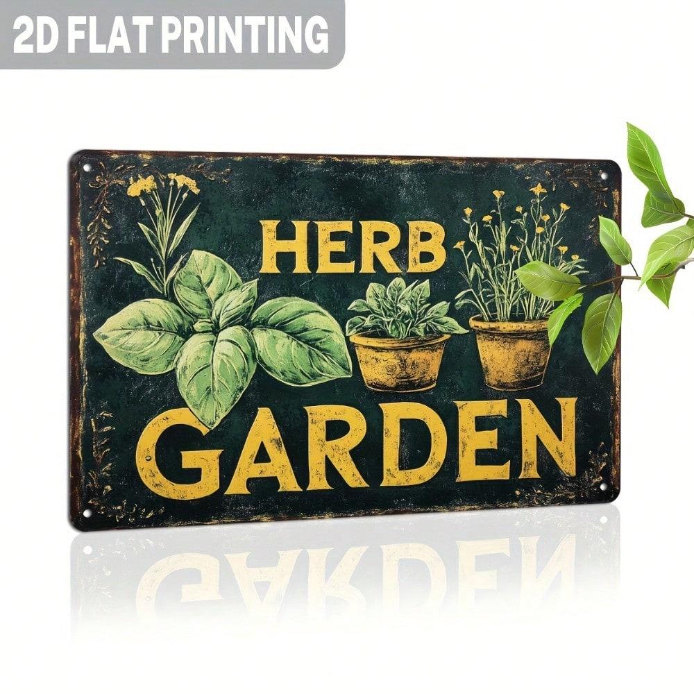 pc Vintage Herb Garden Metal Wall Sign x Inch Rustic HeavyDuty Metal Plaque Farmhouse Decor Wall Art