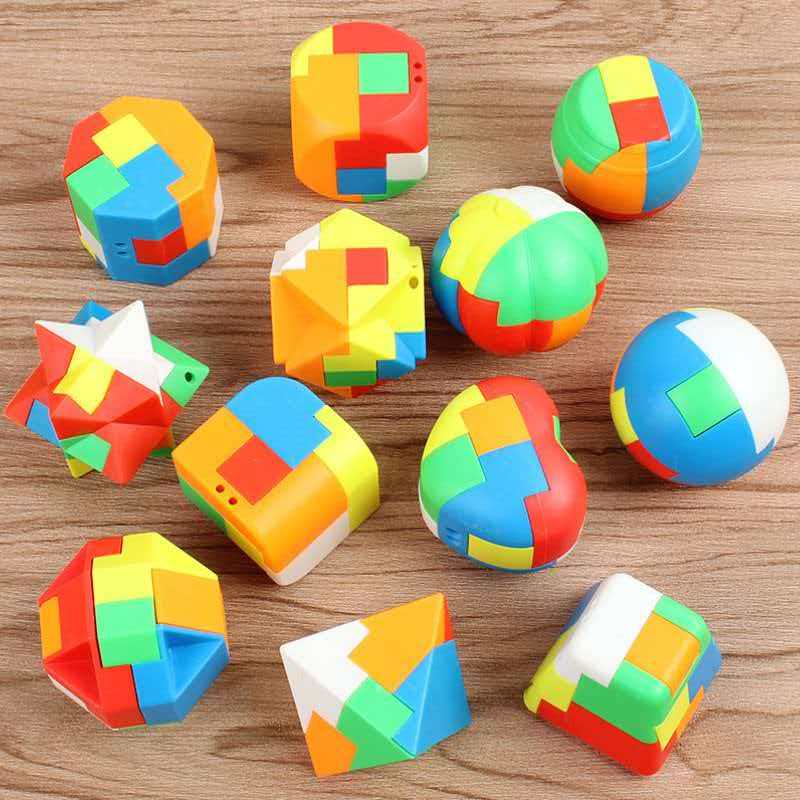 Игрушки Развивающие 12 ШТ Замок Лубаня 3D Пластик Разблокировка Соединение Головоломка Сенсорная для Ума IQ Тест на Логику Головоломка Подарки