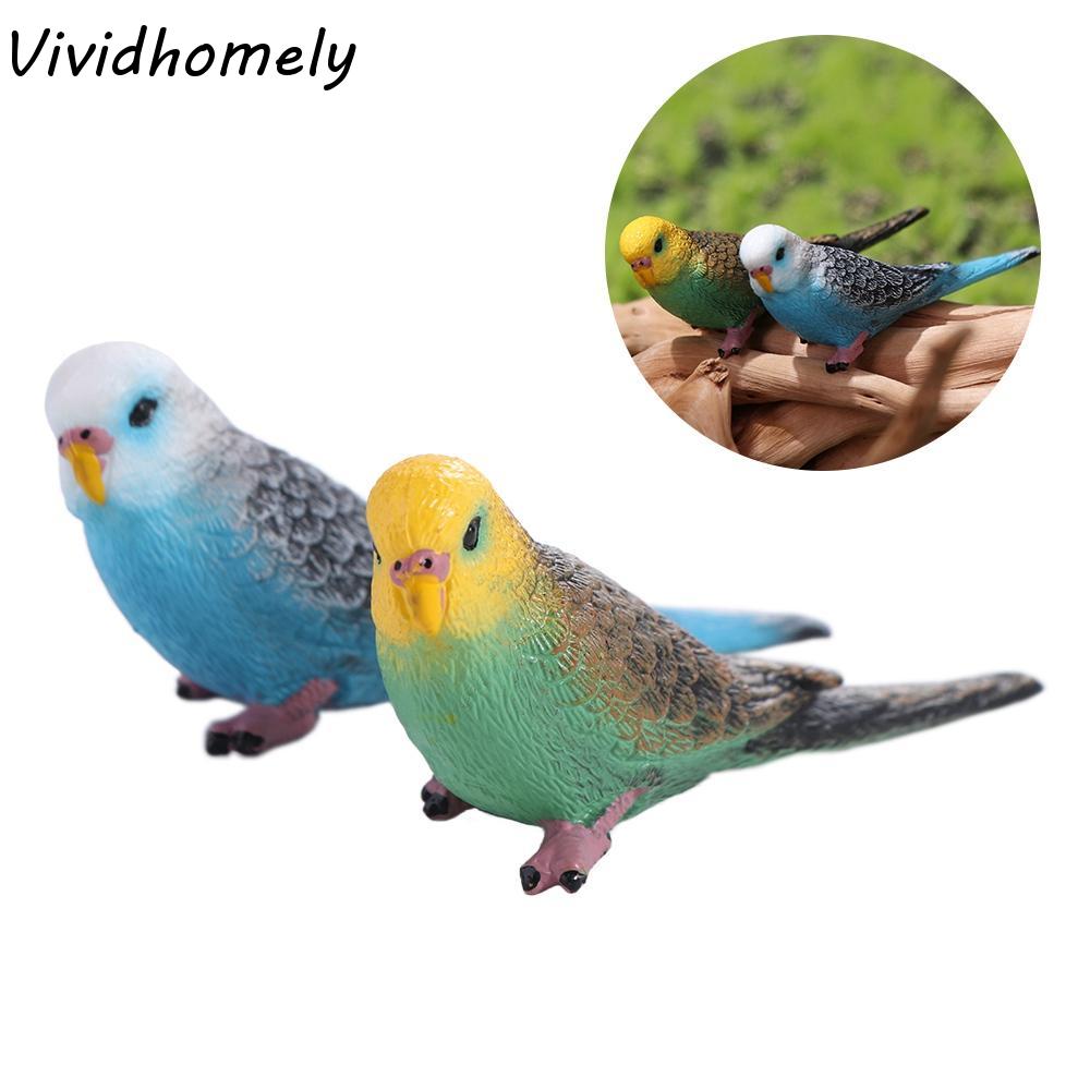 Animal Sculpture Miniatures Simulated Budgie Parrot Educational Plastic Budgerigar Cartoon Parrot Ornament Party