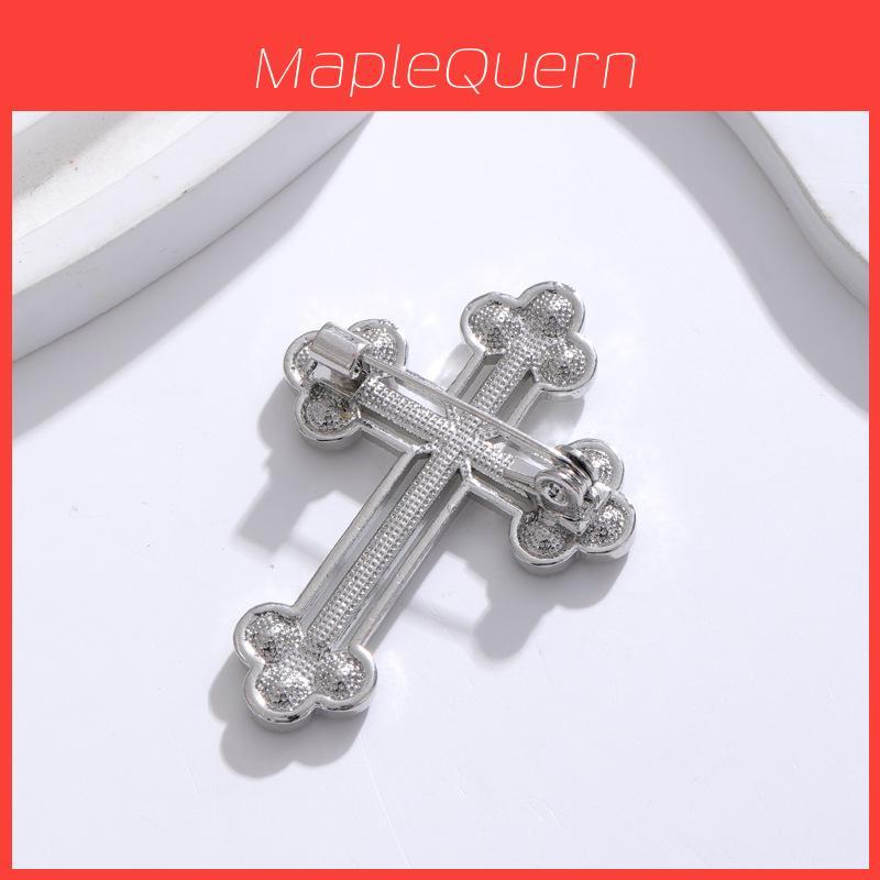 Cross Pendant Brooch For Men And Women With Zinc Alloy Finish For Formal Attire