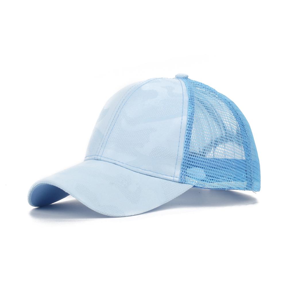 Summer camouflage baseball cap with loose ponytail ventilation mesh cap for outdoor sports, sun protection and shade.
