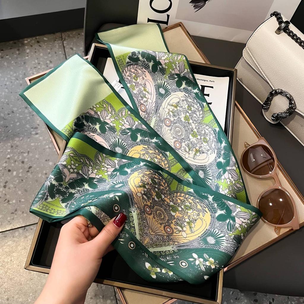 Simulation silk long silk scarf spring and autumn new fashion silk scarf light luxury temperament versatile small scarf casual style scarf women