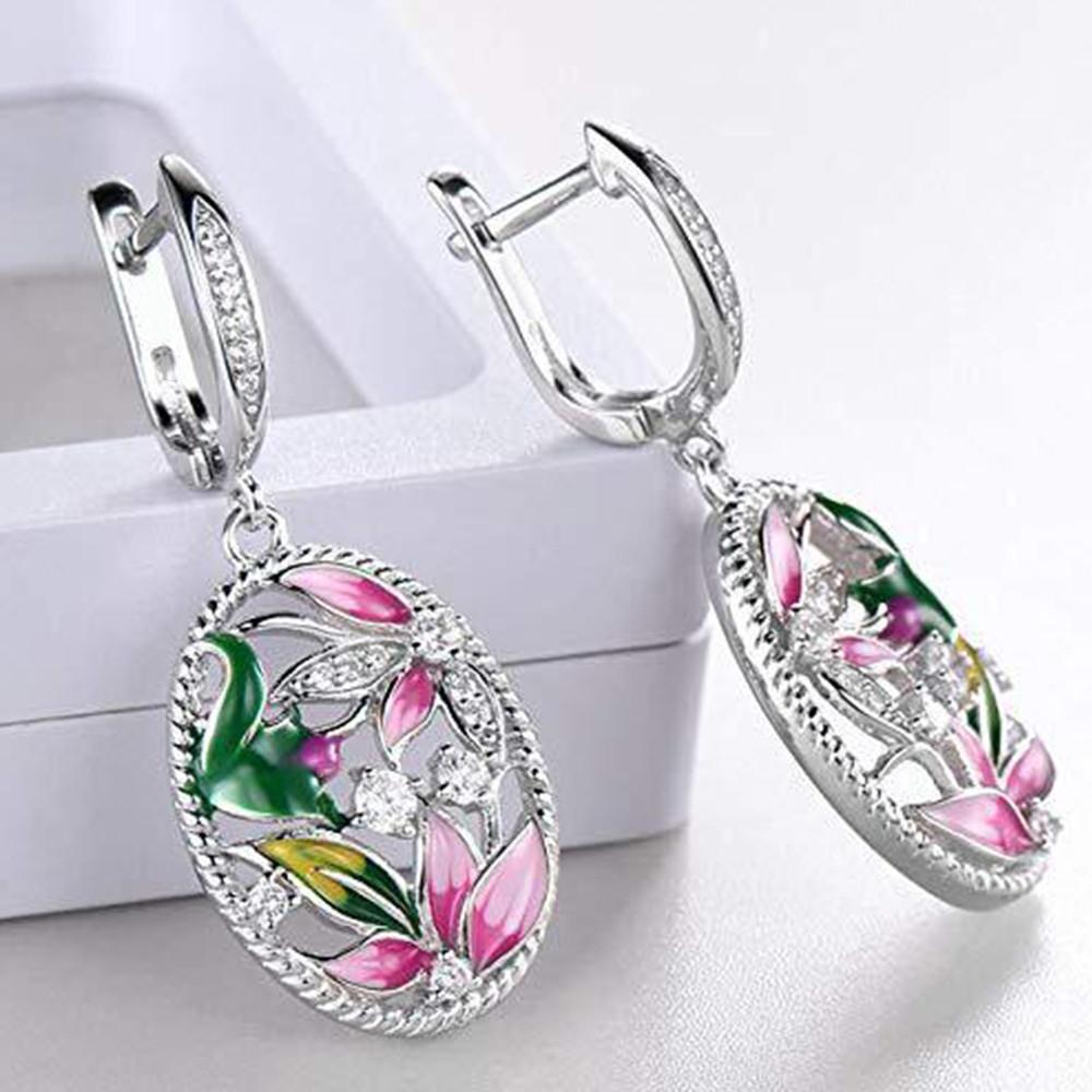 Серьги-подвески Huitan Colorful Floral Design для женщин, эстетичные серьги для свадебной вечеринки, подарок на день рождения, модные ювелирные изделия