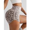 Шорты для йоги с высокой талией, утягивающие, женские, спортивные, для бега, фитнеса, облегающие, с леопардовым принтом, длиной три четверти, верхняя одежда