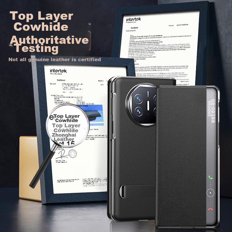 Leather Phone Case for Huawei Mate X5, X5 Collector's Edition Full Protection Shockproof Huawei Foldable Screen Case with Flip Smart View Window,