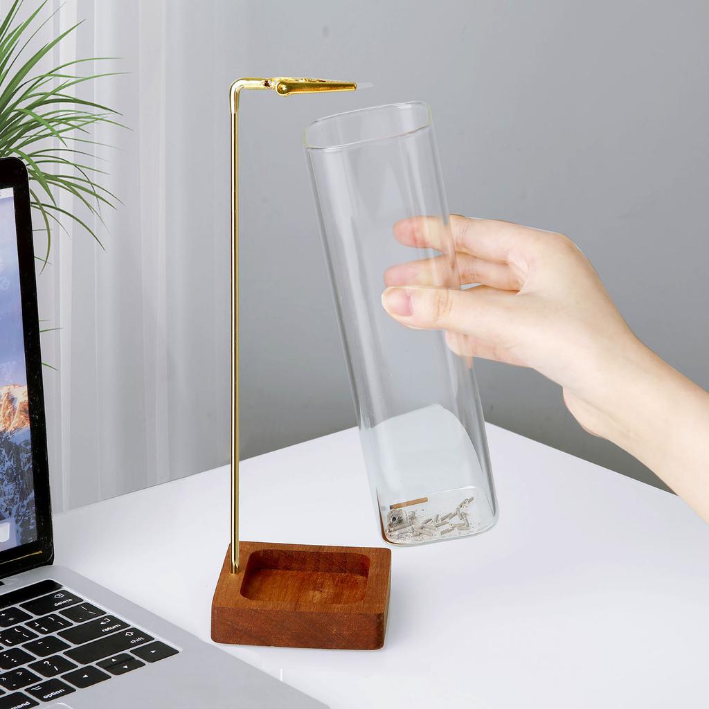 Подставка для благовоний, деревянная подставка для благовоний со стеклянным золоуловителем, анти-пепельная летающая курильница для йоги, домашний декор