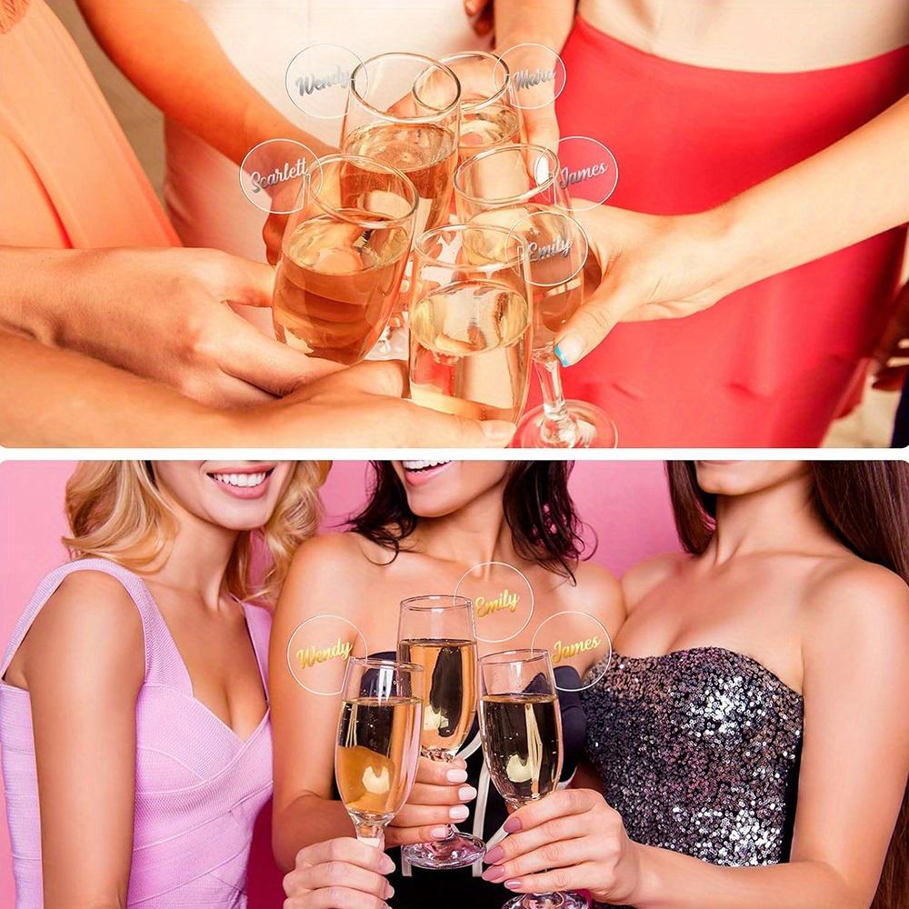 1-й/ 60 шт. Акриловая круглая этикетка для напитка, Круглая этикетка для напитка для вечеринки, Акриловая этикетка Этикетка для напитка Стеклянный диск Пустая акриловая этикетка для напитка