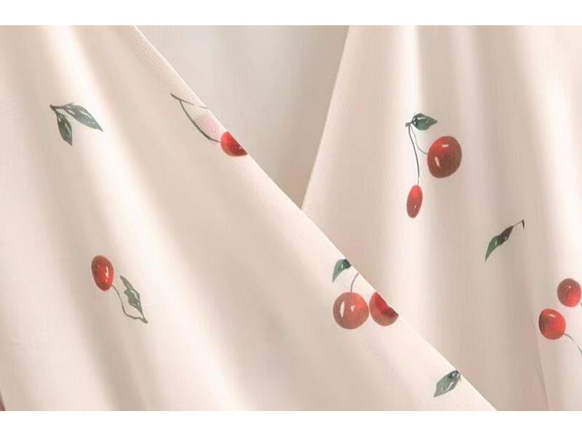 Платье YPFF French Retro Cherry Print с V-образным вырезом и оборками