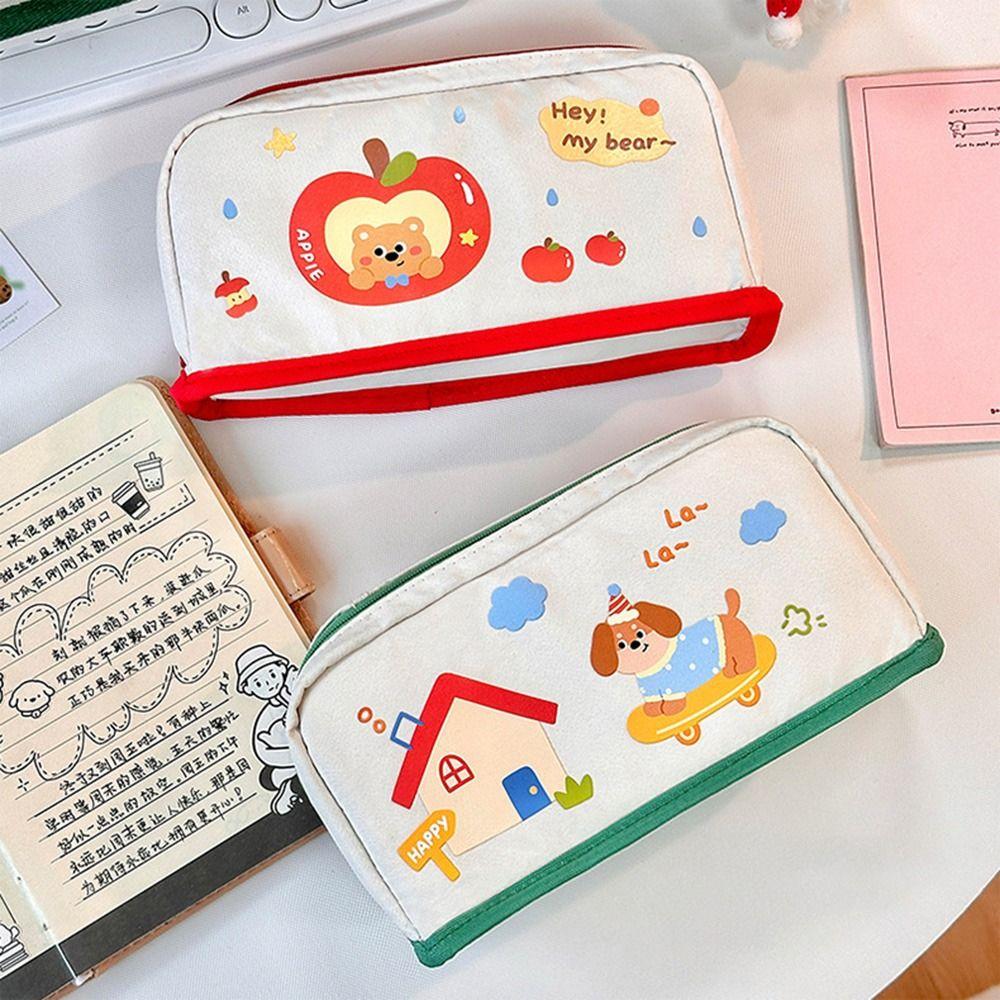 Can Stand Cartoon Pen Bag INS Multi-layer Stationery Bag Lovely Pencil Storage Bag Back To School