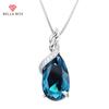 Fashion Jewelry Water Drop Blue Crystal Natural Zircon Pendant Necklace Female For Women Charm Dinner Party To Gift