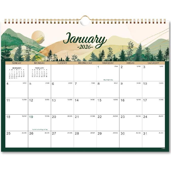 2026 Wall Calendar - 2026 Calendar 12 Month from Jan.2026 - Dec.2026,14.6" x 22.8" (Open), Vertical on Wall with Hanging Hole, Twin-Wire Binding -