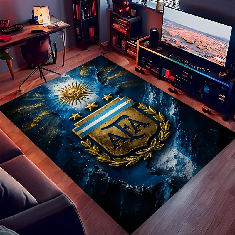 1pc Argentina Football Print Area Rug - Soft,Washable Non-Slip Indoor Mat for Office Chairs,Living Room,Home Office Decorative Rug