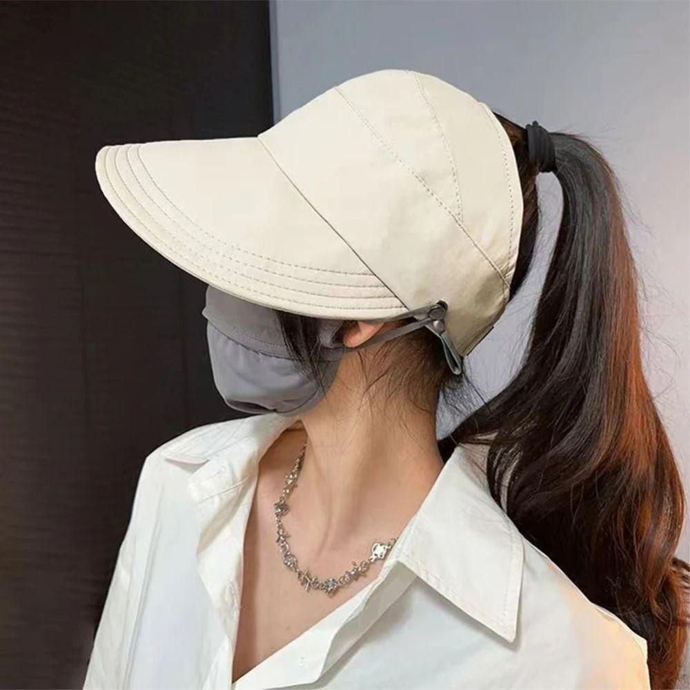 UV Protection Summer Ponytail Caps Wide Brim Beach Visor Caps Fashion Women Sun Hats Moisture