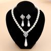 1 комплект ювелирных изделий, серьги из искусственного жемчуга, ожерелье, регулируемая длина, декор со стразами, полированные украшения для выпускного вечера, свадьбы, вечеринки, невесты, украшения