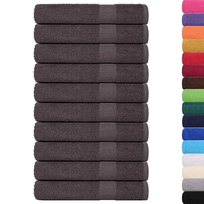 VidaXL Serviettes de sauna 10 pcs anthracite 80x200 cm 100% coton, serviette, serviette de bain, serviette en coton 136695