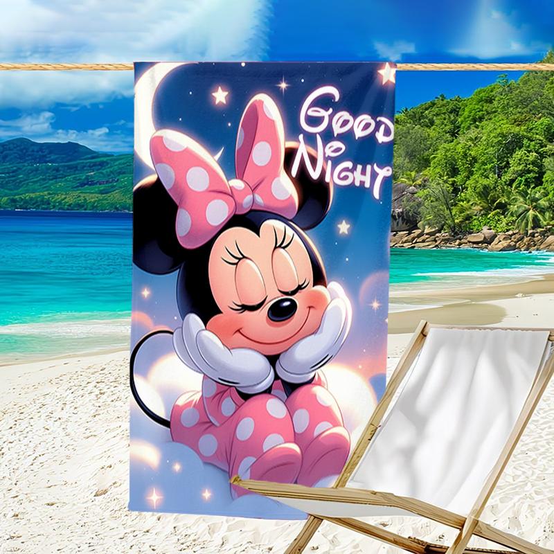 1pc M-Mouse Beach Towel, Beach and Seaside Swimming Pool Equipment, Fashion Pattern, Rectangular, Travel Essentials
