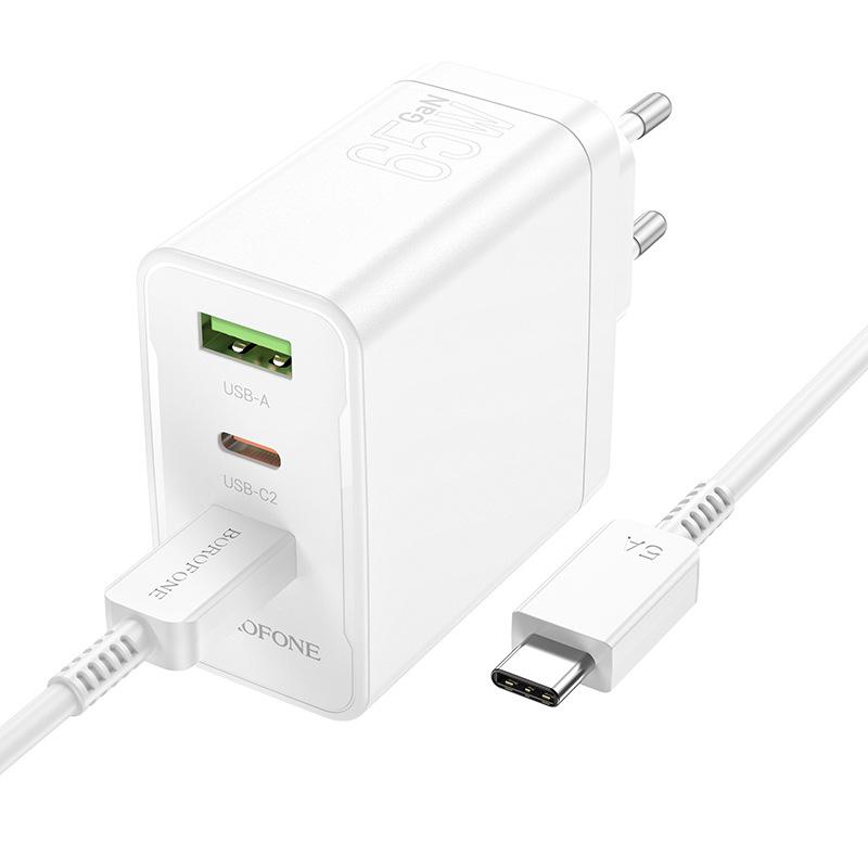 Быстрое зарядное устройство BOROFONE BN12 65 Вт PD с тремя портами для устройств Apple Type-C