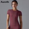 Auroth Elastic Quick Dry Yoga Shirts Women Sports Short Sleeve Top Slim Workout Running T Shirts