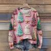 Long Sleeve Pullover Sweaters For Women O Neck Casual Cute Printing Knit Oversized Sweater