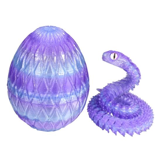 Яйцо змеи с напечатанной на 3D-принтере змеей внутри Подвижные суставы Фигурка змеи Шарнирная змея Настольная игрушка-непоседа Украшение Орнамент