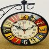 Double Sided Station Wall Clock Nautical Black Iron Dia Retro Double Sided Station Railway Wall Clock 25.4 Cm