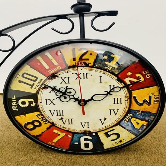 Double Sided Station Wall Clock Nautical Black Iron Dia Retro Double Sided Station Railway Wall Clock 25.4 Cm