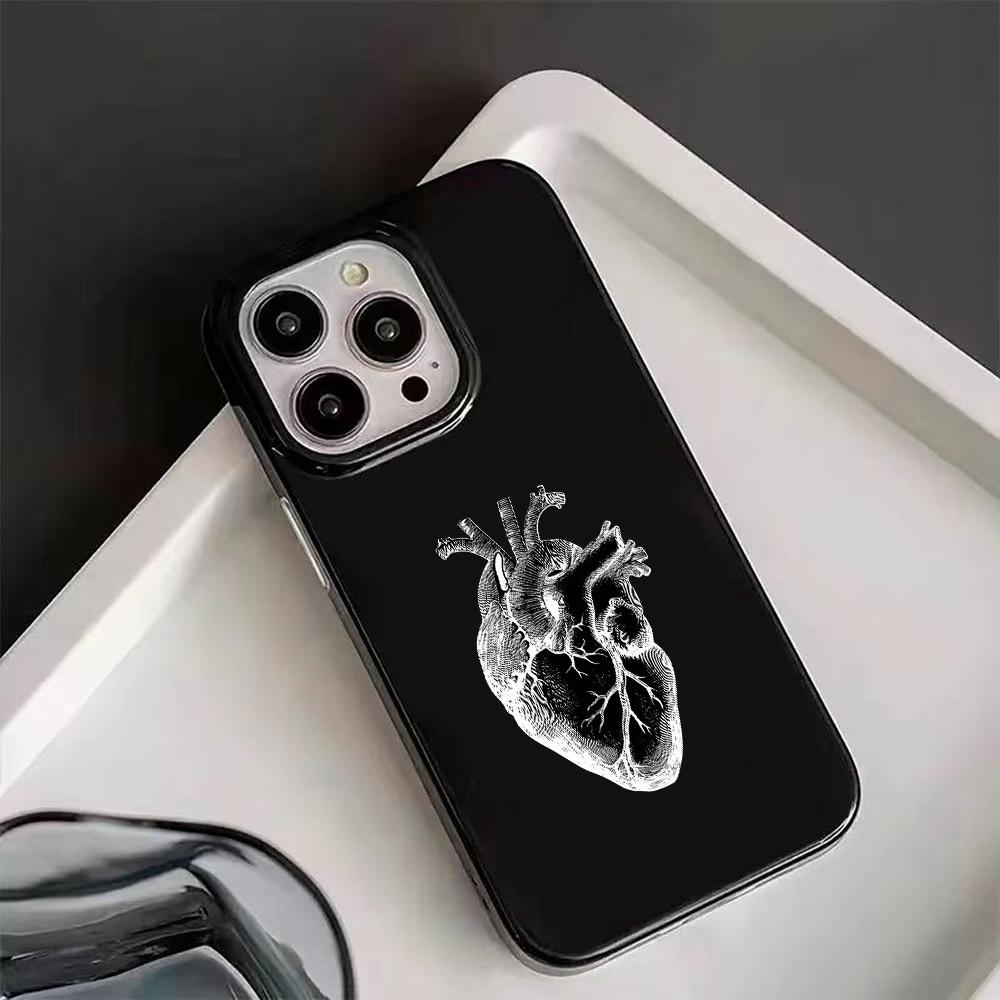 Чехол для телефона с анатомическим рисунком сердца для iPhone 17 16 15 14 13 12 11 Pro/ Max /Plus противоударная задняя крышка