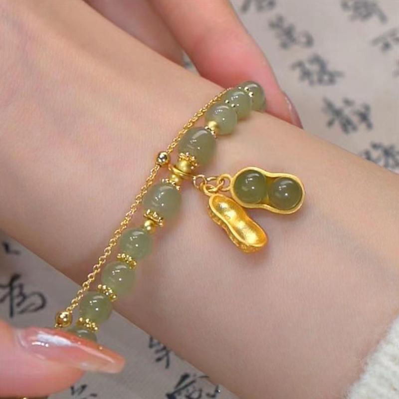 Двухслойный женский браслет из бусин, имитирующий нефрит, ювелирное украшение для девушек, свадебная вечеринка, корейские ювелирные изделия, подарок